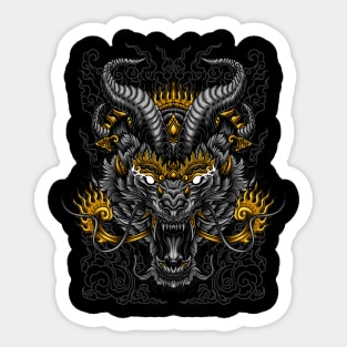 horned tiger head roaring Sticker